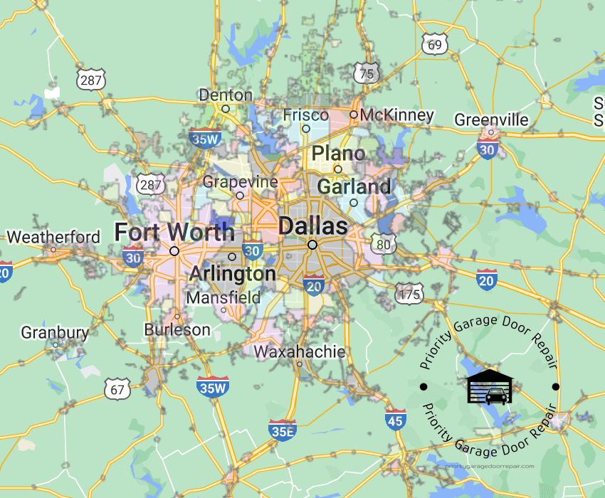 prioritygaragedoorrepair.com-Dallas-Fort-Worth-Texas-map